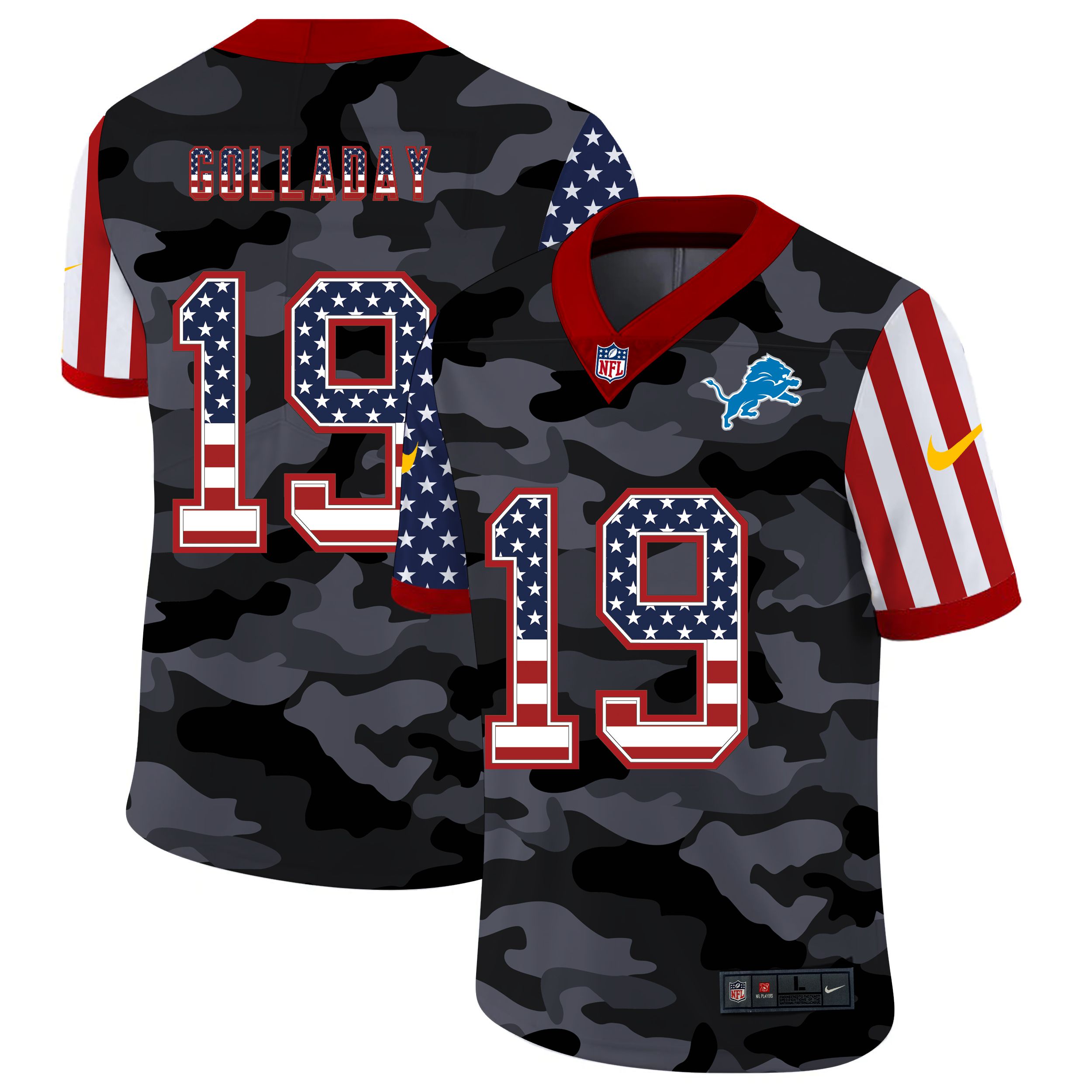 Men Detroit Lions 19 Golladay 2020 Nike USA Camo Salute to Service Limited NFL Jerseys